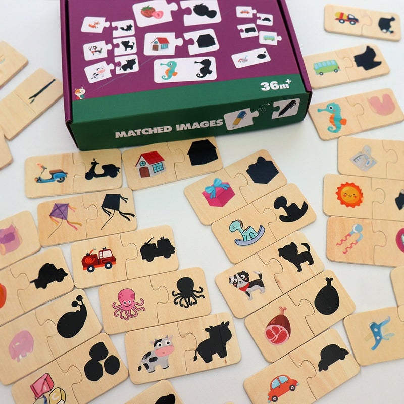 Wooden Animal Traffic Marine Cognitive Matching Puzzle Children'S Educational Enlightenment Shadow Jigsaw Puzzle Toy - Image 4